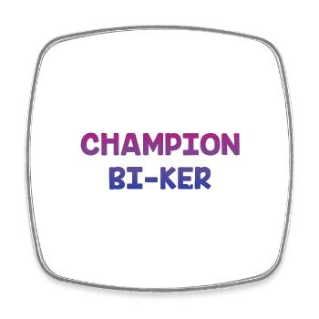 Champion Biker Bisexual LGBTQ Bi Pride LGBT - Square fridge magnet - white - Front