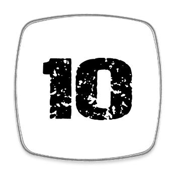 Maillot 10 numéro - Magnet carré - blanc - Devant