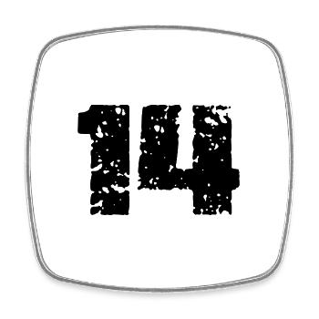 Maillot 14 Numéro - Magnet carré - blanc - Devant
