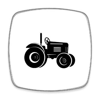 Tracteur - Magnet carré - blanc - Devant
