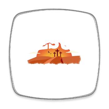 Jesus hat mein Leben verändert, Wegweiser 1 Kreuz 3 Nägel 4 - Viereckiger Kühlschrankmagnet - Weiß - Vorne