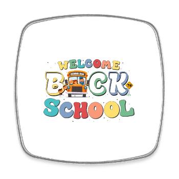 Bienvenue à l’école pour un autobus scolaire mignon et drôle - Magnet carré - blanc - Devant