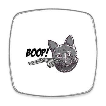 Spooky Halloween Skeleton Hand Black Cat Grunge - Viereckiger Kühlschrankmagnet - Weiß - Vorne