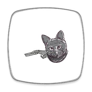 Skeleton Hand Black Cat Spooky Halloween Grunge - Viereckiger Kühlschrankmagnet - Weiß - Vorne