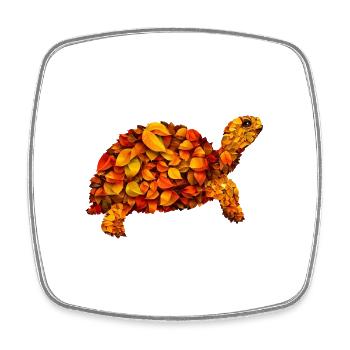 Tortue d’automne à partir de feuilles - Magnet carré - blanc - Devant