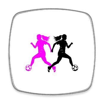 Fussballerin Silhouette Fussball Spielerin Frau - Viereckiger Kühlschrankmagnet - Weiß - Vorne