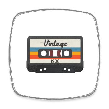 Vintage Kassette 1988 - Viereckiger Kühlschrankmagnet - Weiß - Vorne