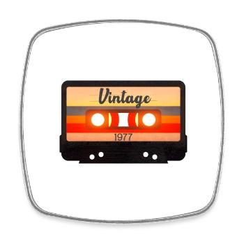 Cassette Vintage 1977 - Magnet carré - blanc - Devant