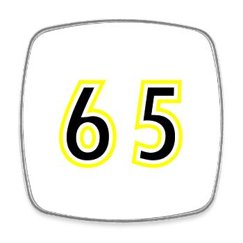 65 Zahl College - Viereckiger Kühlschrankmagnet - Weiß - Vorne