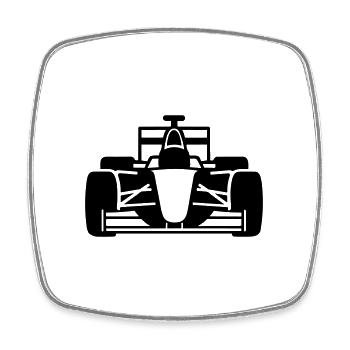 F1 Voiture de course - Magnet carré - blanc - Devant