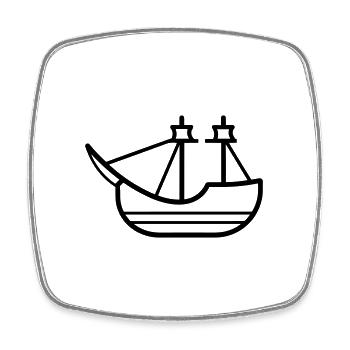 Piratenschiff - Viereckiger Kühlschrankmagnet - Weiß - Vorne