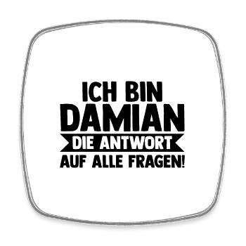 Vorname Damian - Viereckiger Kühlschrankmagnet - Weiß - Vorne