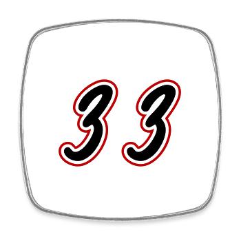 33 Zahl symbol - Viereckiger Kühlschrankmagnet - Weiß - Vorne