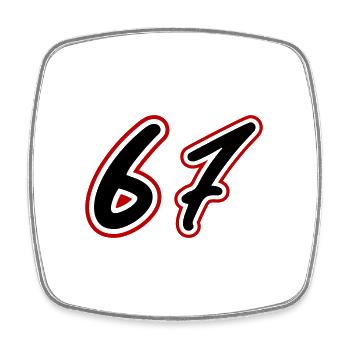 67 Number Symbol - Square fridge magnet - white - Front