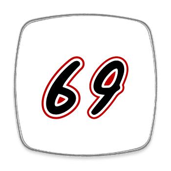69 Zahl Symbol - Viereckiger Kühlschrankmagnet - Weiß - Vorne