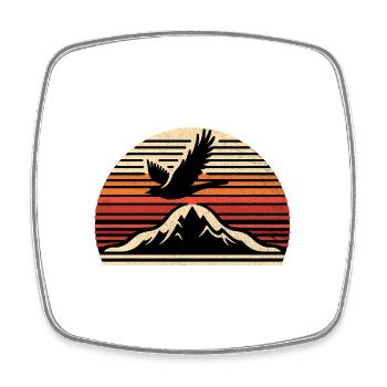 Bird Retro Mountain Birdwatching Bird Birder - Square fridge magnet - white - Front