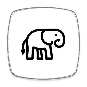 elephant - Magnet carré - blanc - Devant