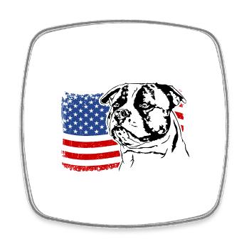 Bouledogue américain US America drapeau chiens Wilsigns - Magnet carré - blanc - Devant