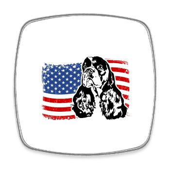 Cocker Américain Épagneul Drapeau de l’Amérique des États-Unis Wilsigns - Magnet carré - blanc - Devant