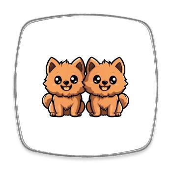 Pomeranian Dog Comic Pomeranian - Square fridge magnet - white - Front