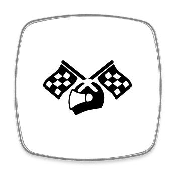 Casque de course - Magnet carré - blanc - Devant