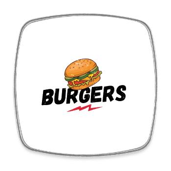 Burgers, Burger, Hamburger, BBQ, Grillen, Barbecue - Viereckiger Kühlschrankmagnet - Weiß - Vorne