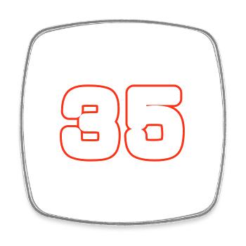 35 Zahl symbol - Viereckiger Kühlschrankmagnet - Weiß - Vorne