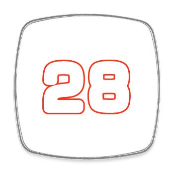 28 Zahl symbol - Viereckiger Kühlschrankmagnet - Weiß - Vorne