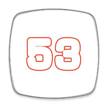 53 Zahl Symbol - Viereckiger Kühlschrankmagnet - Weiß - Vorne