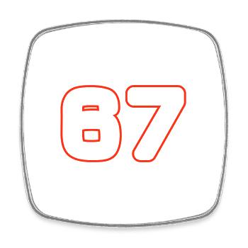 67 number symbol - Square fridge magnet - white - Front