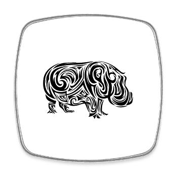 Hippo Tribal Tattoo - Square fridge magnet - white - Front