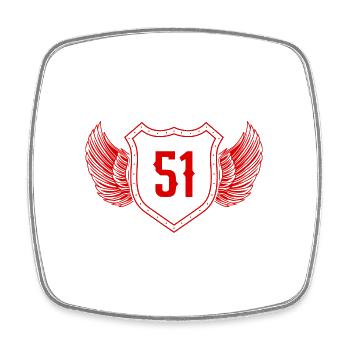 51 Zahl Wappen - Viereckiger Kühlschrankmagnet - Weiß - Vorne