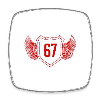 67 Zahl Wappen - Viereckiger Kühlschrankmagnet - Weiß - Vorne