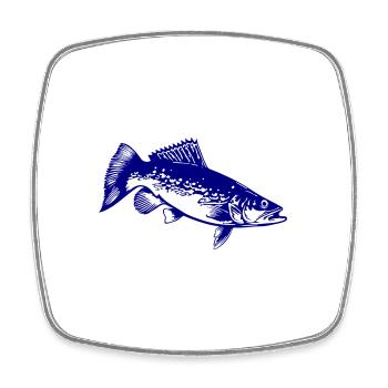 Pike Fish Silhouette - Square fridge magnet - white - Front