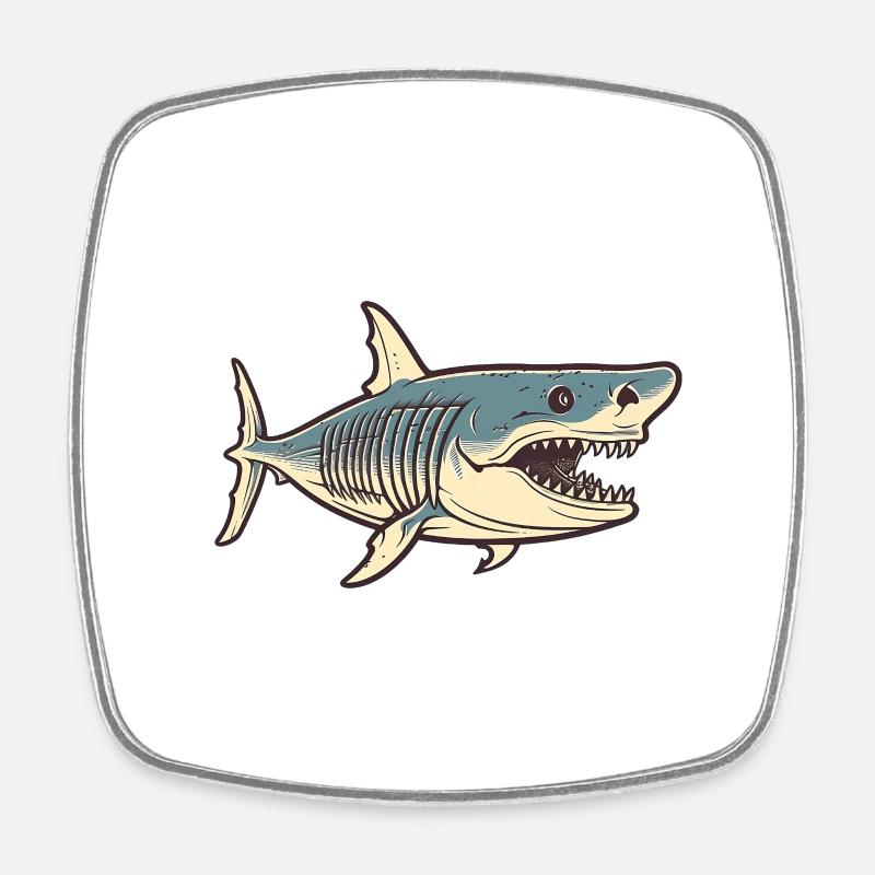 Dessin de requin - Magnet carré - blanc