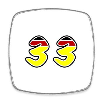 33 Zahl symbol Germany - Viereckiger Kühlschrankmagnet - Weiß - Vorne