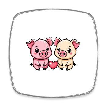 Schwein Paar Verliebt Sau Valentinstag - Viereckiger Kühlschrankmagnet - Weiß - Vorne