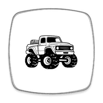 Monster Truck - Magnet carré - blanc - Devant