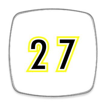 27 Number College - Square fridge magnet - white - Front