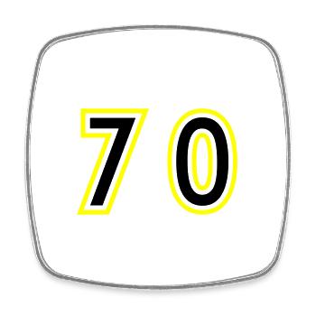 70 Zahl College - Viereckiger Kühlschrankmagnet - Weiß - Vorne