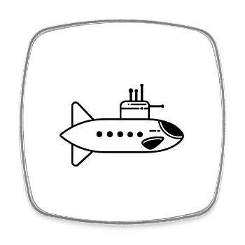 U-Boot-Boot - Viereckiger Kühlschrankmagnet - Weiß - Vorne