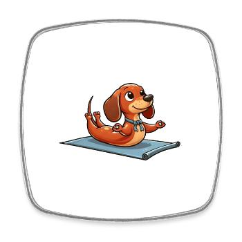 Dachshund Yoga Fitness Workout Cute Dog Gymnastics - Square fridge magnet - white - Front