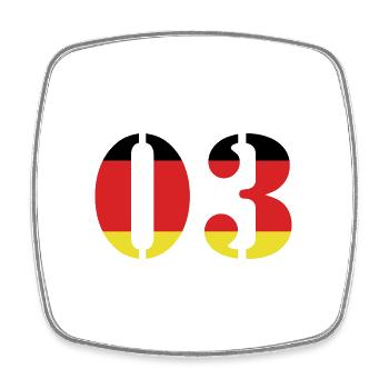 3 Zahl Trikot Deutschland - Viereckiger Kühlschrankmagnet - Weiß - Vorne