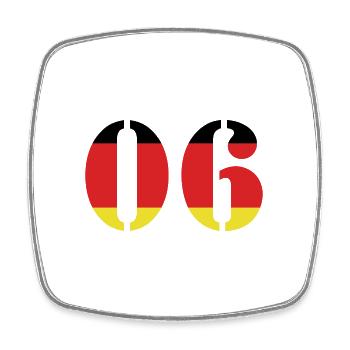 6 Zahl Trikot Deutschland - Viereckiger Kühlschrankmagnet - Weiß - Vorne