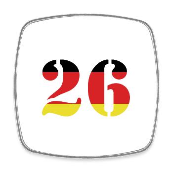 26 Number Jersey Germany - Square fridge magnet - white - Front