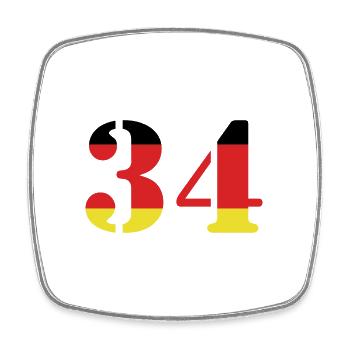 34 Numéro Jersey Allemagne - Magnet carré - blanc - Devant