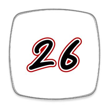 26 Zahl symbol - Viereckiger Kühlschrankmagnet - Weiß - Vorne