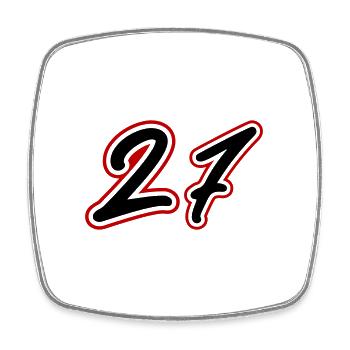 27 Zahl symbol - Viereckiger Kühlschrankmagnet - Weiß - Vorne