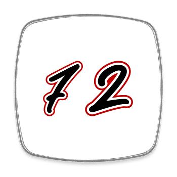 72 Zahl Symbol - Viereckiger Kühlschrankmagnet - Weiß - Vorne