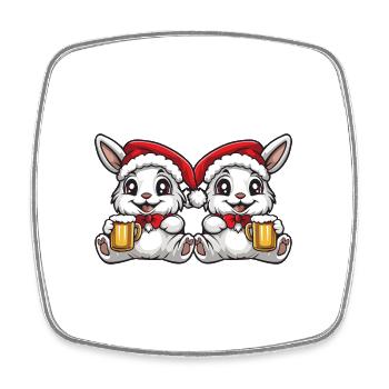 Bière d’équipe de Noël Bunny - Magnet carré - blanc - Devant